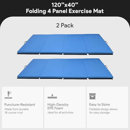 BalanceFrom Fitness GoGym 120x48in Extra Thick Anti Tear High Density All Purpose Aerobic Gymnastics Mat with Velcro Carrying Handles
