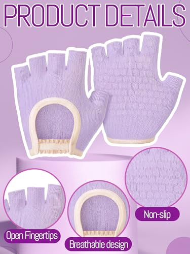 Fourluoo 4 Pcs Women Workout Gloves - color: Pink, Purple, Beige, Black