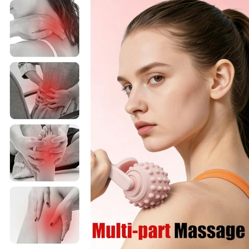 Demountable Roller Massage Ball | 2 in 1 Ergonomic Handle, Muscle Roller Stick, Manual Massage Tools, Relief Neck Arm Back Leg Body Deep Release