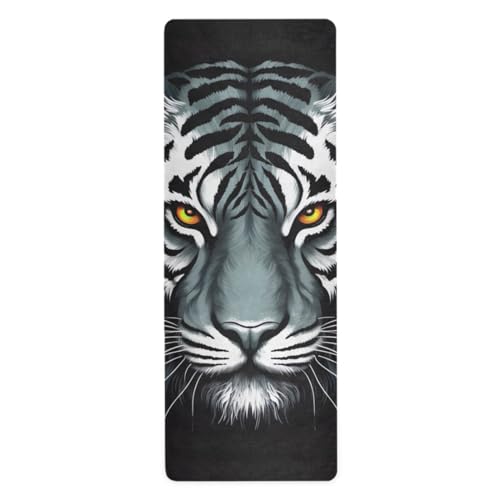 Yoga Mat Wild West Desert Cowboy Non Slip Fitness Exercise Mat Extra Thick Yoga Mats for home workout, Pilates, Yoga and Floor Workouts 71 x 26 Inches - color: Tiger
