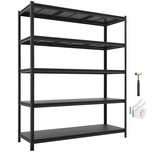 VEVOR Garage Shelving, 5-Tier Adjustable Storage Shelves, 3000 lbs Heavy Duty Garage Shelves, Metal Utility Rack Shelf for Garage Workshop Warehouse Basement, 59.49" W x 20.55" D x 71.38" H - size: 20" D x 59" W x 71.4"