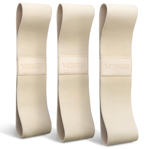 Premium Loop Resistance Bands Set - Non Slip Fabric Booty Bands for Glutes & Legs (Light, Medium, Heavy) | Hip Bands for Pilates, Strength Training & Home Workouts - color: Ivory