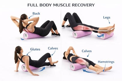 Pink Foam Roller-Medium Soft Density Muscle for Muscle Recovery, Yoga, Pilates & Physical Therapy