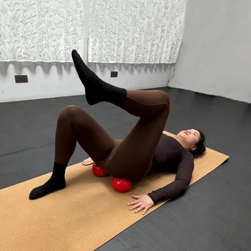 Massage Ball Smooth Ball Set (Pair) - Adjustable Firmness Massage Roller Ball for Back and Neck Massage - for Sensitive Soft Tissue Deep Muscle Gentle Relief (Red) - color: Red