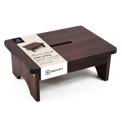 Premium Wooden Step Stool for Adults, Small Acacia Wood Stepping Stool, Non-Slip 1-Step Bedside Stool for Bed & Bathroom, 600 lbs, Portable — 6.5 Inch - size: 6.5 Inch