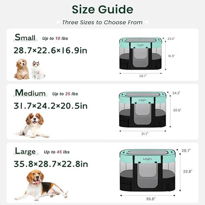 Love's Cabin Medium Dog Tent Crate, Portable Foldable Pop Up Dog Kennel Playpen with Carrying Case (Green) - color: Green, style: Medium