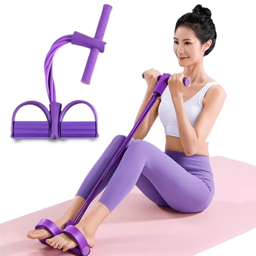 6-Tube Pedal Puller Resistance Rope,Foot Pedal Resistance Band,Yoga Elastic Exercise Bands, for Women Jump Fitness, Abdomen/Arm Weight/Waist/Leg Stretching Slimming Training - color: Purple