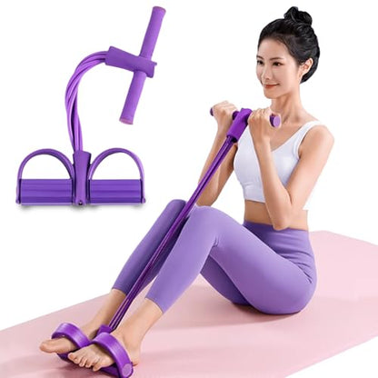 6-Tube Pedal Puller Resistance Rope,Foot Pedal Resistance Band,Yoga Elastic Exercise Bands, for Women Jump Fitness, Abdomen/Arm Weight/Waist/Leg Stretching Slimming Training - color: Purple