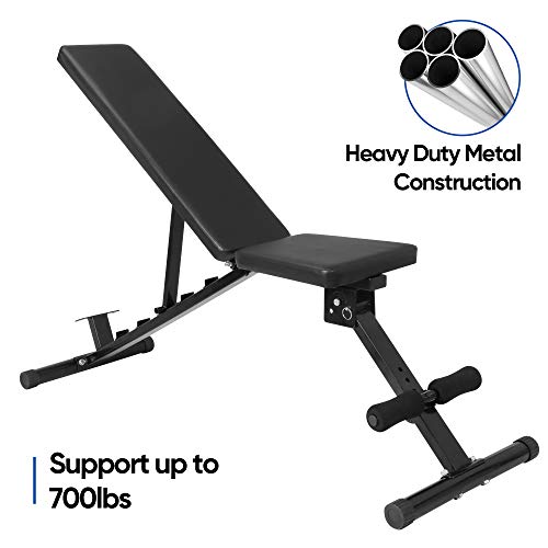 ZENY Adjustable Weight Bench, Workout Bench for Full Body, Foldable Strength Training Bench 6 Backrest Positions Exercise Bench for Home Gym, Max Weight 700 LB