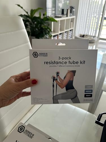 3 Pack Resistance Tube Kit, 7 Levels, Black, Strength Training, Workout