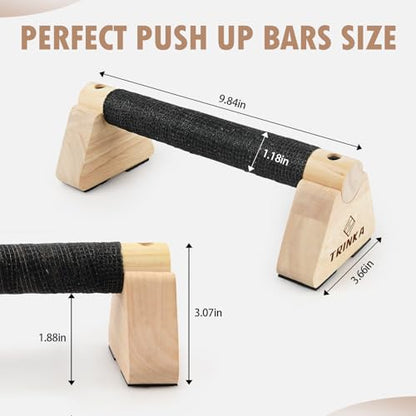 Wooden Parallettes Push Up Bars, 2 PCS Wood Calisthenics Bars with Non-Slip Base, Pushup Handles for Floor Home Fitness, Workout Equipment for Men and Women Strength Training - size: 25cm