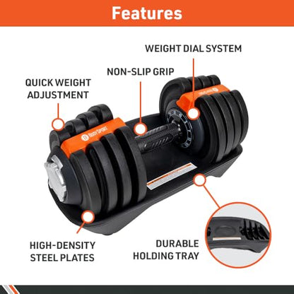 BodySport 40 Pound Adjustable Dumbbells – Includes 12 Free Weights, Ranging from 3 to 40 Pounds, Ideal for Home Gym Workouts and Weight Training