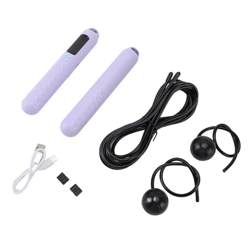 Jump Rope with Counter, Weighted Cordless Skipping Rope for Fitness, Rechargeable Ropeless Jump Rope with Digital Display for Men Women Kids Home Gym Cardio Training - color: Purple