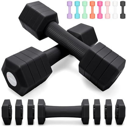 Adjustable Dumbbell Set, 4-in-1 Hand Weights, 5/6 LB Pair for Women Men - color: Black, style: 10 lbs Pair [5 lbs Each]