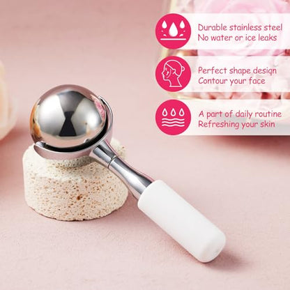 Cryo Sticks for Face-360 Rotating Unbreakable Steel Ice Globes, Cold Massage Roller Ball -Facial Skin Care Tools for Women, Ice Globes for Face and Eyes-Face Ice Roller-Ice Roller for Face