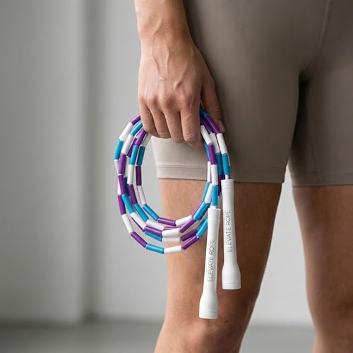 Pro-Grade Beaded Jump Rope for Beginners - color: White/Purple/Blue