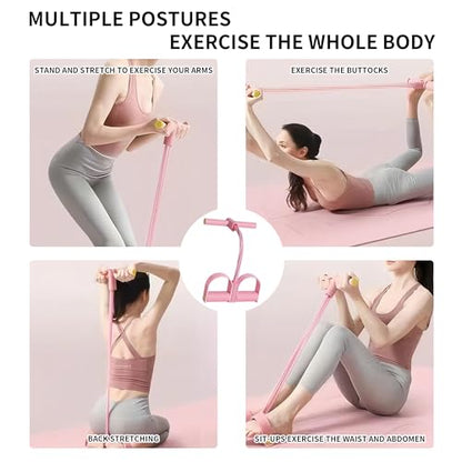 Multifunction Tension Rope - 6-Tube Elastic Pedal Resistance Band with Handle for Abdomen/Waist/Arm/Leg Stretching Slimming Training