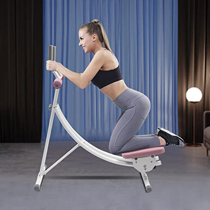 Ab Machine Abdominal Crunch Core Workout Equipment Foldable Exercise Ab Trainer Machine Coaster Abdominal/Core Fitness All Training Equipment Levels for Home & Gym - size: 41.33*15.74*43.3in Pink