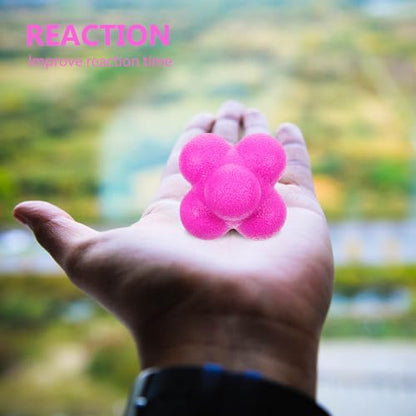 SOLUSTRE Hexagonal Reaction Ball 7cm Purple High Difficulty Silicone Agility Training Ball for Speed, Reflex, and Sports Fitness Exercises