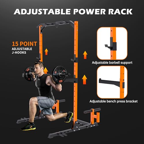 leikefitness Multifunction Power Tower Exercise Equipment,Pull Up Dip Station,Height Adjustable for Home Gym Strength Training Fitness Equipment,Dip Stands,Pull Up Bars,Push Up Bars,VKR - color: Orange