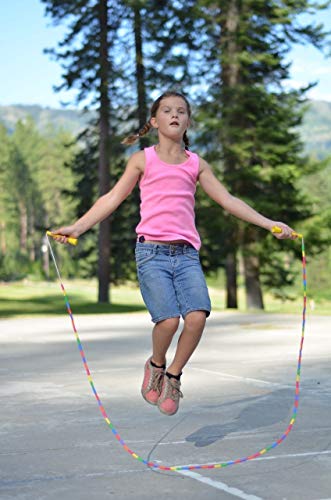 Elite Jumps Beaded Kids Jump Rope, Adjustable - color: Pink/Purple, size: 7ft