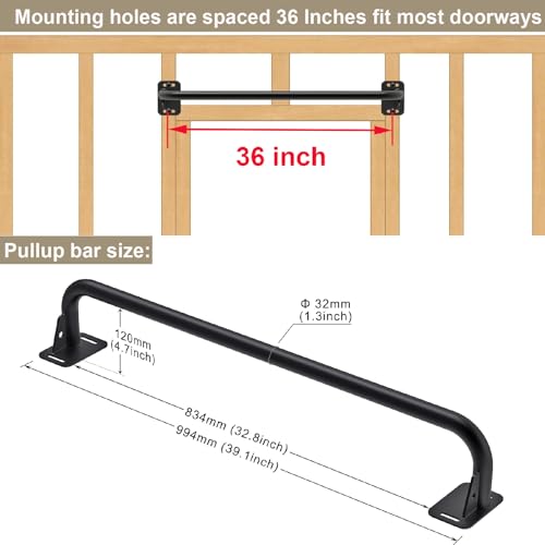 Pull Up Bar Wall Mount 440 LBS Capacity Doorway Chin Up Bar Multifunctional Steel Chinup Bar with with Resistance Band Hooks for Indoor Home Gym Garage - color: Single Grip Pull Up Bar