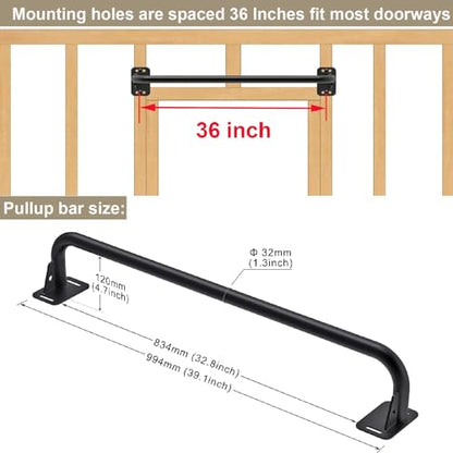 Pull Up Bar Wall Mount 440 LBS Capacity Doorway Chin Up Bar Multifunctional Steel Chinup Bar with with Resistance Band Hooks for Indoor Home Gym Garage - color: Single Grip Pull Up Bar