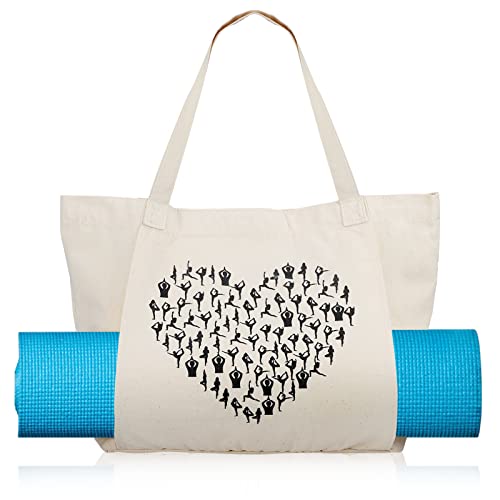 Saintrygo Yoga Bags for Women with Mat Carrier Canvas Pilates Tote Carryall Fits All Your Stuff for Travel Gym Workout