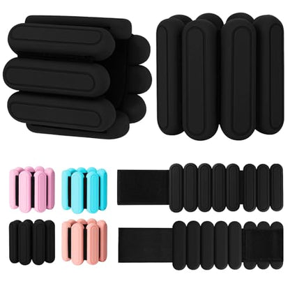 Adjustable Wrist & Ankle Weights Set of 2(1Lbs Each), Premium Silicone Wearable Weight Bracelets, Fits for Yoga, Pilates, Home Gym Workout, Dance, Pool Exercises, Jogging, Cardio, Strength Training - color: Black