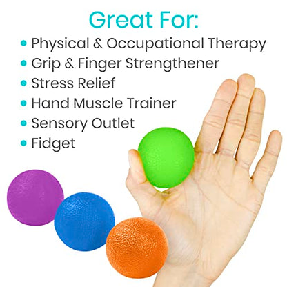 Vive Squeeze Balls for Hand Therapy, Exercise, Arthritis (w/Rehab Video App) - Grip Strengthener Occupational Equipment for Finger, Wrist, Carpal Tunnel, Pain Relief