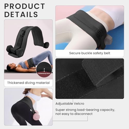Exercise Hip Thrust Belt Workout Equipment Weighted Adjustable for Glute Strength Training, Use with Heavy Duty Kettlebells