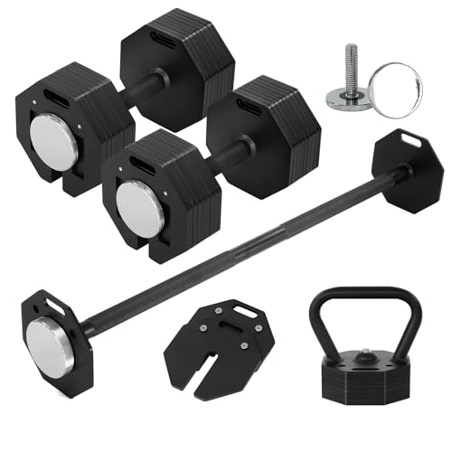 Adjustable Dumbbell Sets 50/80/90LBSX2 Durable Steel Build, Free Weights Dumbbells Set with Barbell/Kettlebell Handle with Srew Sets 3-in-1 Multifunctional Dumbbell Fitness Exercises for Home Gym Suitable Men/Women 50/80/90LBX2