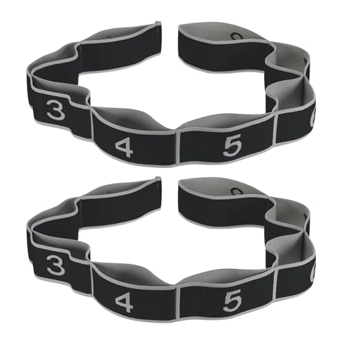 PATIKIL Exercise Bands, Yoga Stretching Strap Latin Elastic Bands for Physical Dance Stretch Pilates Resistance Bands - color: Black/Gray