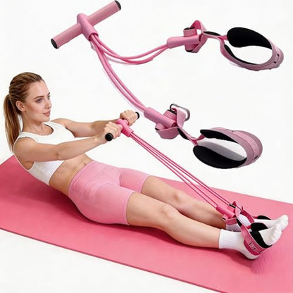 Fitness Resistance Bands with 4 Tube Pedal Ankle Puller, Elastic Yoga Pedal Stretch Band for Exercise,