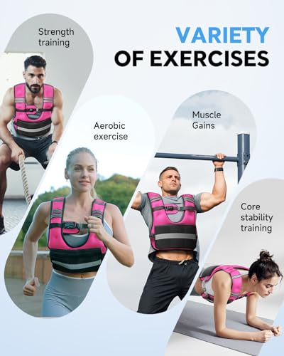 Adjustable Weighted Vest for Women Men, 6-12lb/12-20lb/20-32lb Comfort Fit - U-Shaped Ergonomic Weight Vest with 6 Removable Iron Sandbags, Large Front Mesh Pocket & Reflective Strips, Ideal for Running, Walking, Strength Training, HIIT, Cardio Workouts