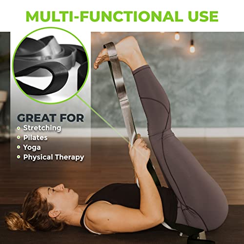 Stretching Strap for Physical Therapy, 12 Multi-Loop Stretch Strap 1.5" W x 8' L, Neoprene Handles, Physical Therapy Equipment, Yoga Straps for Stretching, Leg Stretcher.