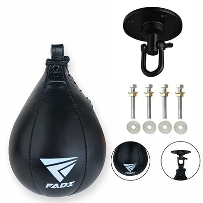 Leather Speed Bag – Boxing Training Punching Ball with Heavy-Duty Hanging Swivel for MMA, Muay Thai, Fitness, and Stress Relief