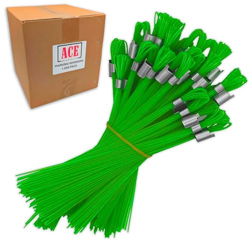 ACE Supply Green Marking Whiskers - 1000 Pack - Durable Marking Set - Use As Survey Stakes, Construction Markers, Or Trail Markers - color: Green, size: 1000 Pack