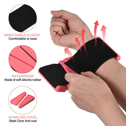 PATIKIL Ankle Weights for Women, 2Lbs Total (1Lb Each) Adjustable Wrist Weights with Removable Weights Arm Weights for Women & Men Yoga Training Walking Jogging Aerobics - color: Dark Pink