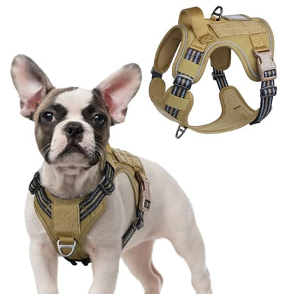 rabbitgoo Tactical Dog Harness for Small, No Pull Military Service Vest - color: Brown, size: Small
