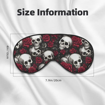 Skulls and Red Roses Sleep Mask Eye Mask with Adjustable Strap Eye Sleep Shade Cover Blocks Light for Women Men Airplane Travel Nap - color: Skulls and Red Roses