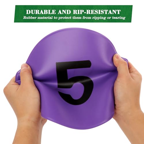 9 Inch Poly Spots Numbered Spot Markers for Gym Floor,10 Pcs Non-Slip Rubber Floor Dots with Numbers Poly Dots Flat Field Cones for Sports Training (Soccer/Basketball/PE), Dance & Classroom Activities