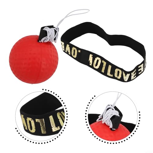 Boxing Reflex Ball with Headband, PU Speed Punching Bag for MMA Muay Thai Training, Reaction Time Agility Hand Eye Coordination Trainer, Lightweight Soft Fitness Equipment for Home Gym Workout(Red)
