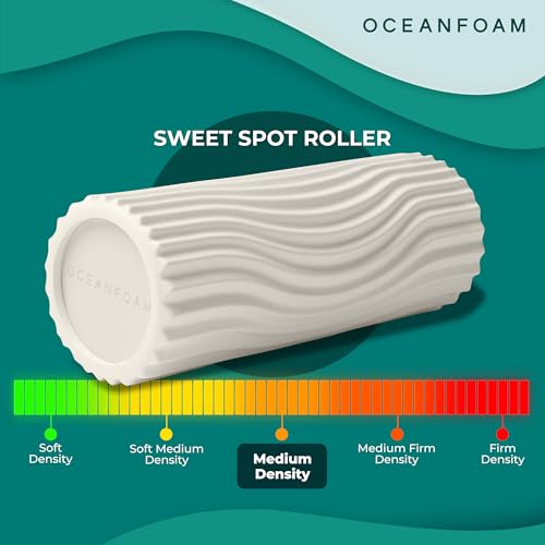 Sweet Spot Medium Exercise Foam Roller 14"x5.5" – Medium Density Travel Foam Roller for Physical Therapy, Deep Tissue Massage, Yoga, Pilates, Classic Exclusive Wave Texture (Natural)
