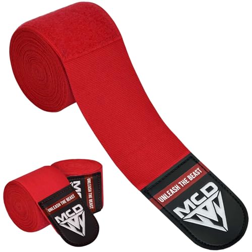 MCD Boxing Wraps for Men & Women 4.5m/180” Boxing Hand Wraps for Bᴏxing Gloves with Thumb Loop Muay Thai Hand Wrаps Semi-Elastic Wrist Wrаps Bᴏxing Wrap for MMA, Muay Thai & Martial Arts Training - color: Red