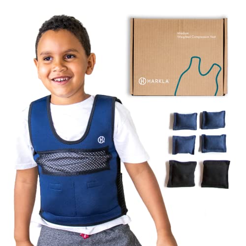 Weighted Vest for Kids - Neoprene Compression Vest - Ages 5 to 9 - Adjustable Kids Weighted Vest with 2lb Weight - Breathable and Washable Compression Vest - Medium