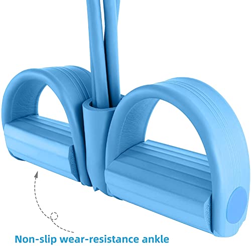 Multi-Function Tension Rope – 4 Tube Resistance Bands with Handles – Sit Up Exercise Equipment Home Gym Tummy Trainer for Men Women - color: blue