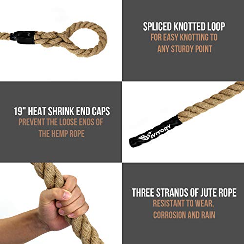 Gym Fitness Training Climbing Ropes, Workout Gym Climbing Rope, Home Training and Fitness Workouts,1.5'' in Diameter, Available 10, 15, 25, 30 Ft