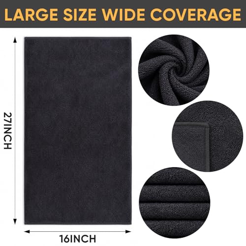 TEAWOO Salon Towels 3 Pack, Super Absorbent Soft Black (16x27IN) Microfiber Hair Towels for Bathroom, Spa, Gym & Home Beauty Care