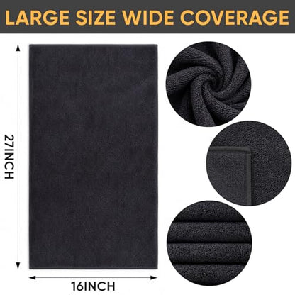 TEAWOO Salon Towels 3 Pack, Super Absorbent Soft Black (16x27IN) Microfiber Hair Towels for Bathroom, Spa, Gym & Home Beauty Care